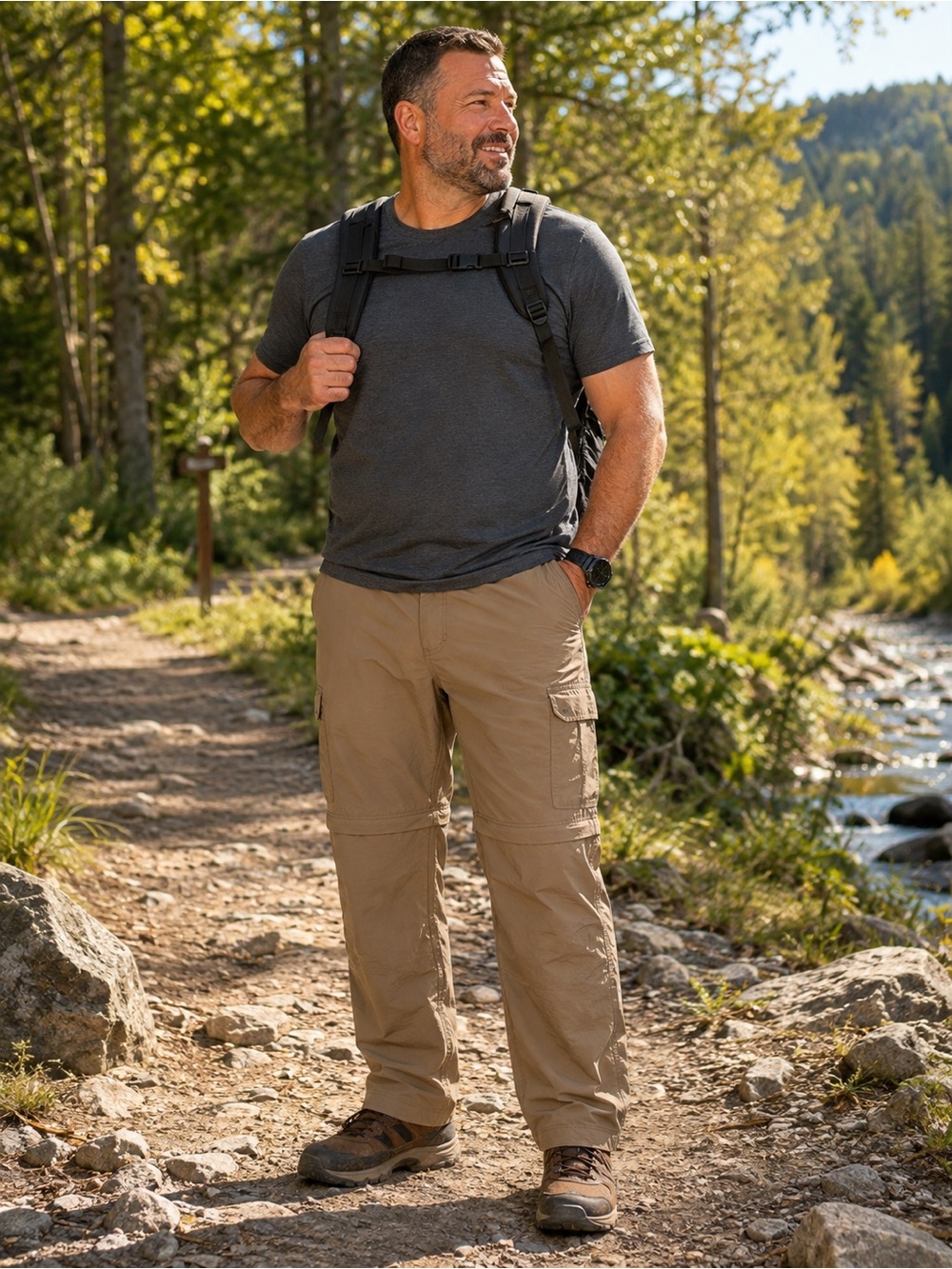 RedHead Cedar Crossing Men’s Zip-Off Convertible Hiking Cargo Pants 38x34 Tan